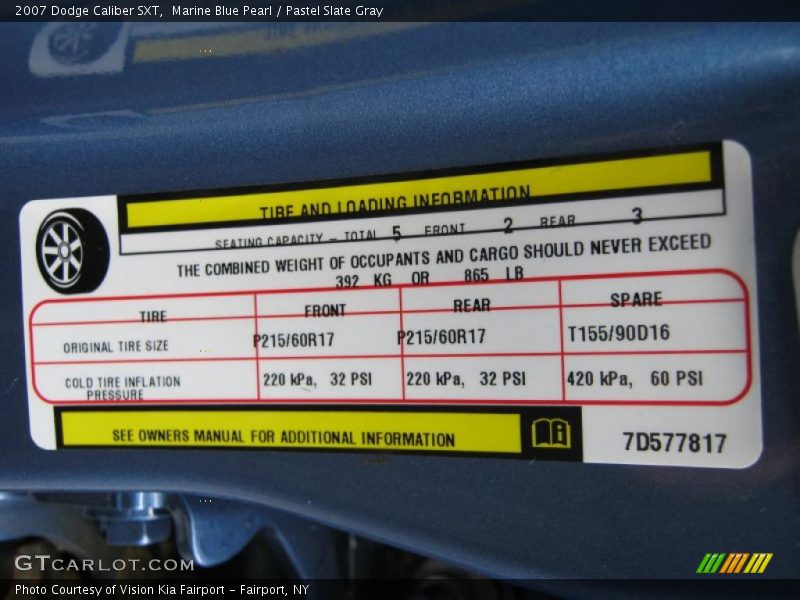 Marine Blue Pearl / Pastel Slate Gray 2007 Dodge Caliber SXT