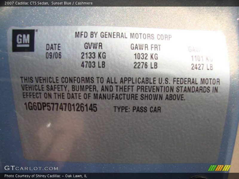 Sunset Blue / Cashmere 2007 Cadillac CTS Sedan