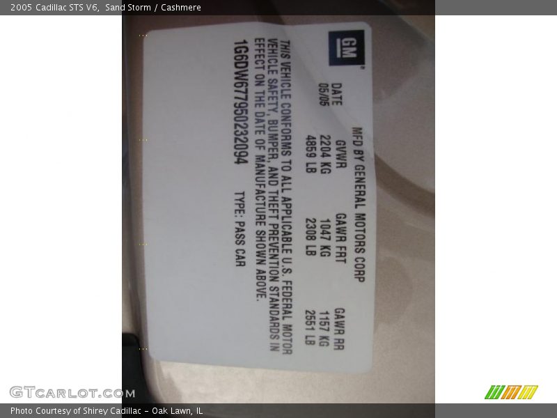 Sand Storm / Cashmere 2005 Cadillac STS V6