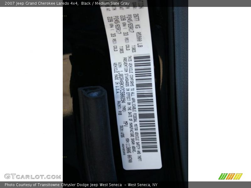 Black / Medium Slate Gray 2007 Jeep Grand Cherokee Laredo 4x4