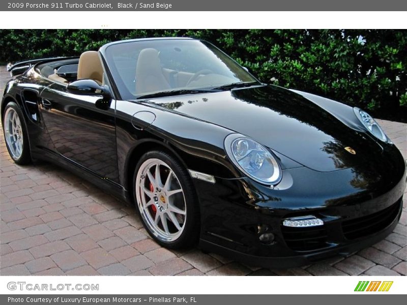 Black / Sand Beige 2009 Porsche 911 Turbo Cabriolet