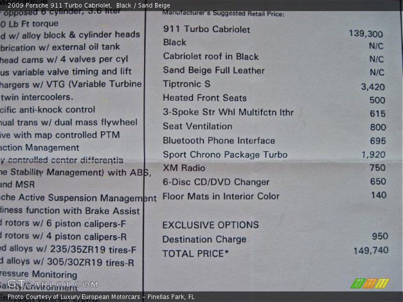 Black / Sand Beige 2009 Porsche 911 Turbo Cabriolet