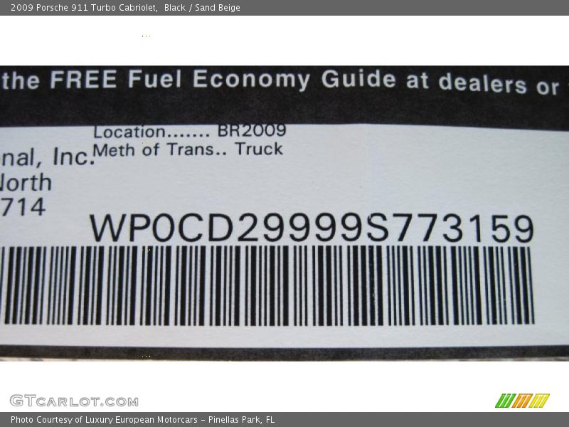 Black / Sand Beige 2009 Porsche 911 Turbo Cabriolet