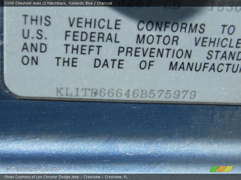 Icelandic Blue / Charcoal 2006 Chevrolet Aveo LS Hatchback