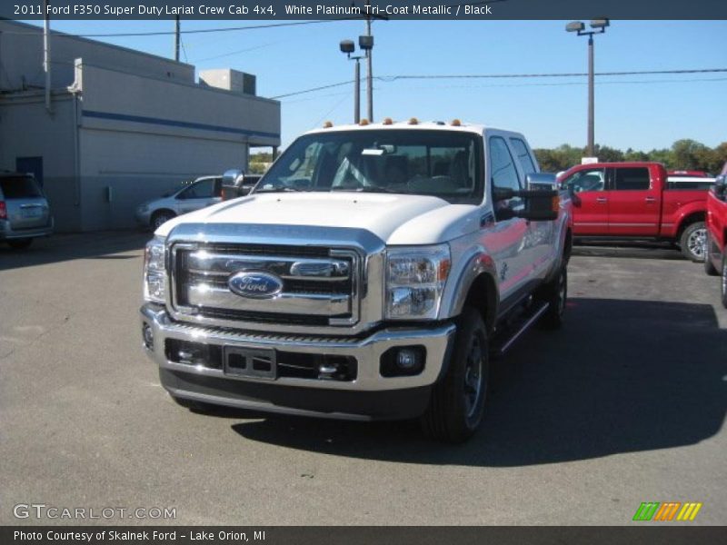 White Platinum Tri-Coat Metallic / Black 2011 Ford F350 Super Duty Lariat Crew Cab 4x4