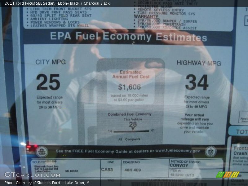 Ebony Black / Charcoal Black 2011 Ford Focus SEL Sedan