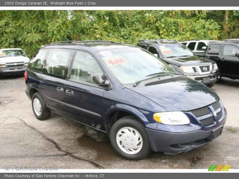 Midnight Blue Pearl / Gray 2003 Dodge Caravan SE
