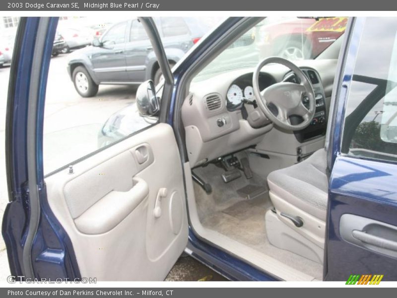 Midnight Blue Pearl / Gray 2003 Dodge Caravan SE