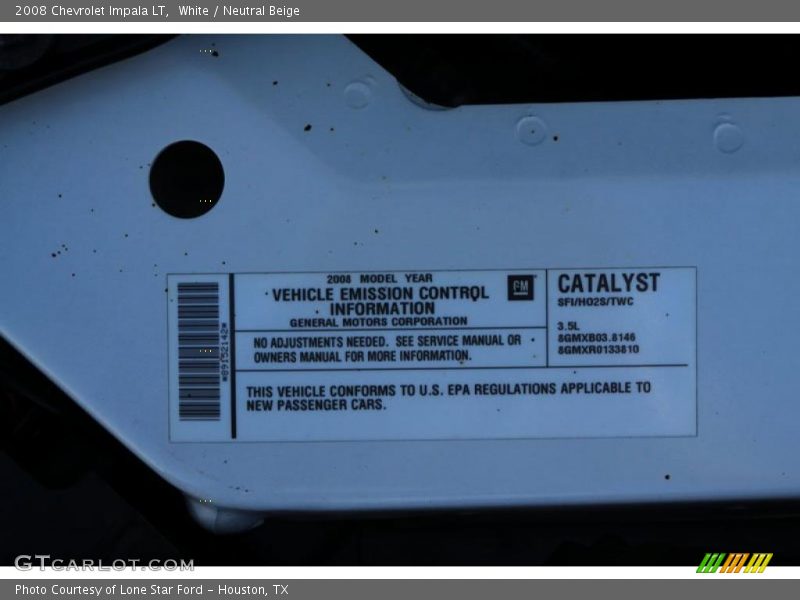 White / Neutral Beige 2008 Chevrolet Impala LT
