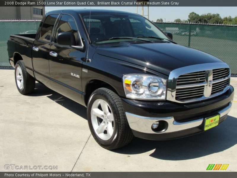 Brilliant Black Crystal Pearl / Medium Slate Gray 2008 Dodge Ram 1500 Lone Star Edition Quad Cab