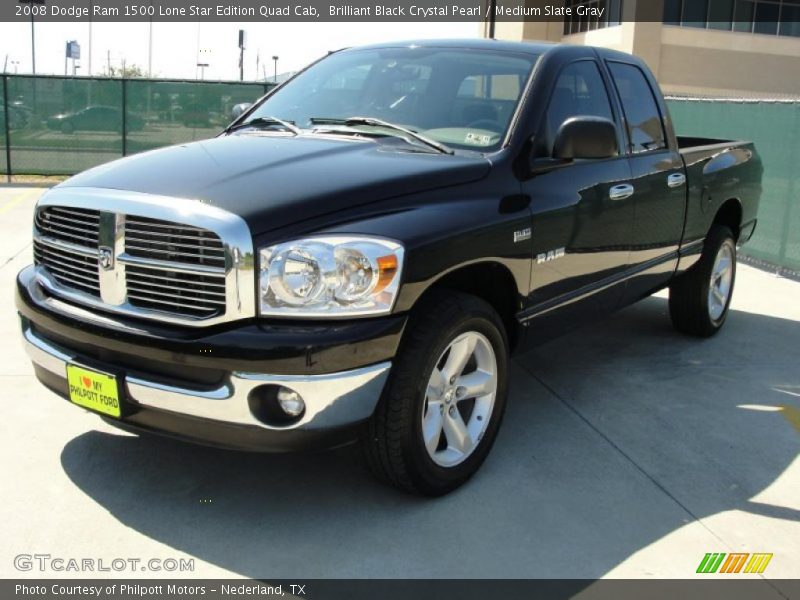 Brilliant Black Crystal Pearl / Medium Slate Gray 2008 Dodge Ram 1500 Lone Star Edition Quad Cab