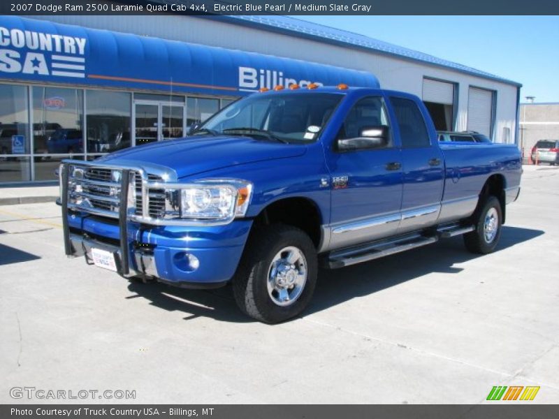 Electric Blue Pearl / Medium Slate Gray 2007 Dodge Ram 2500 Laramie Quad Cab 4x4