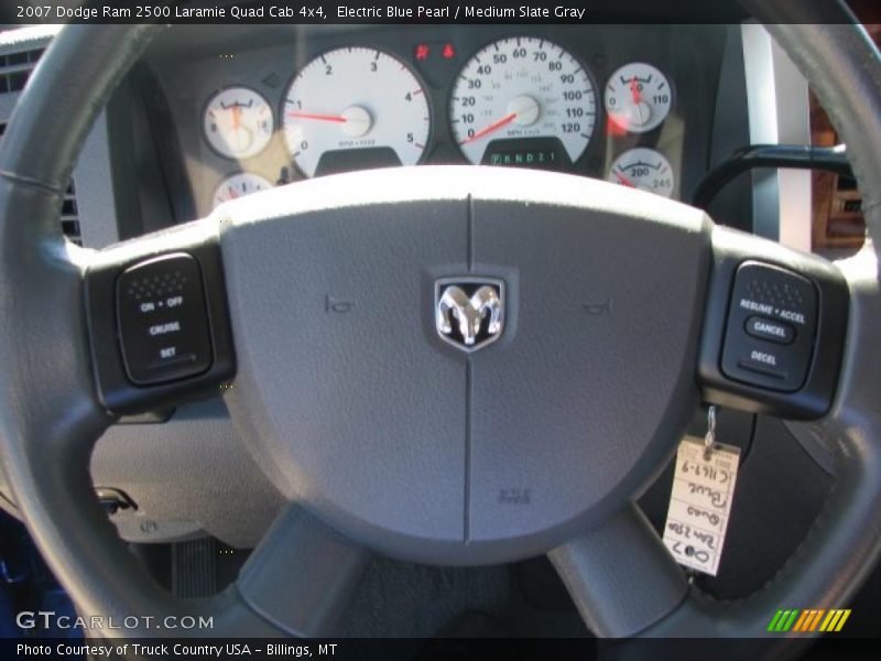 Electric Blue Pearl / Medium Slate Gray 2007 Dodge Ram 2500 Laramie Quad Cab 4x4