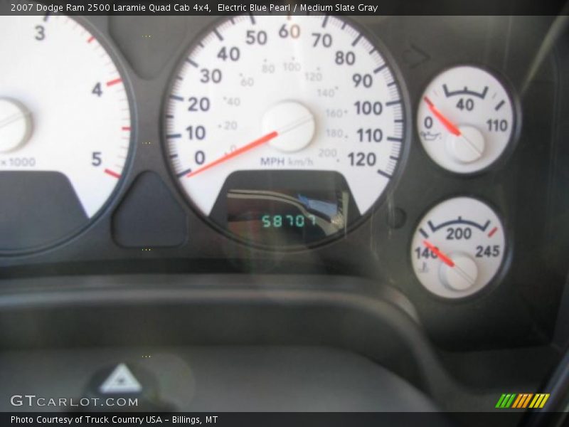 Electric Blue Pearl / Medium Slate Gray 2007 Dodge Ram 2500 Laramie Quad Cab 4x4