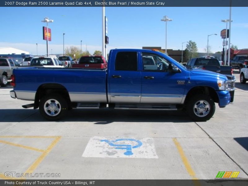 Electric Blue Pearl / Medium Slate Gray 2007 Dodge Ram 2500 Laramie Quad Cab 4x4