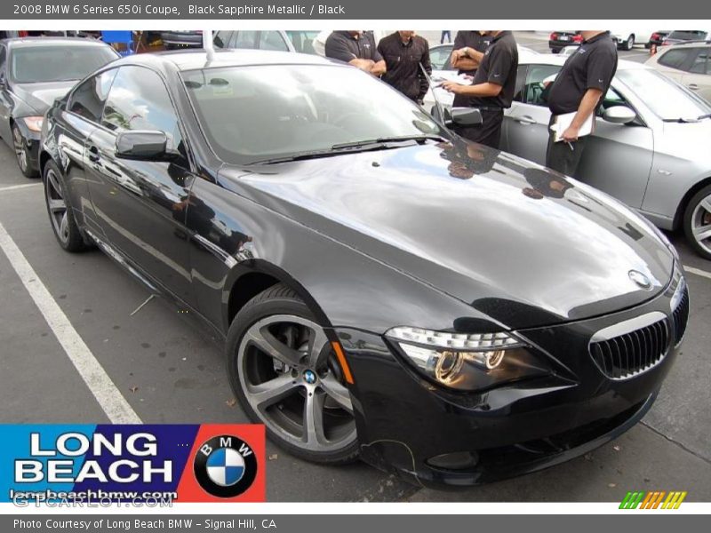 Black Sapphire Metallic / Black 2008 BMW 6 Series 650i Coupe