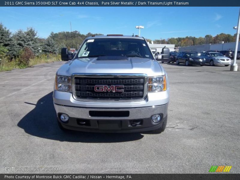 Pure Silver Metallic / Dark Titanium/Light Titanium 2011 GMC Sierra 3500HD SLT Crew Cab 4x4 Chassis