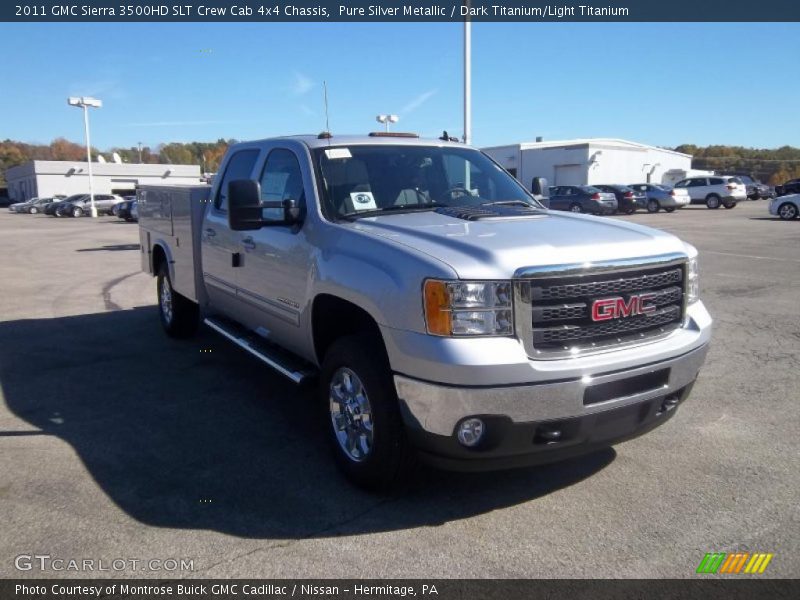 Pure Silver Metallic / Dark Titanium/Light Titanium 2011 GMC Sierra 3500HD SLT Crew Cab 4x4 Chassis