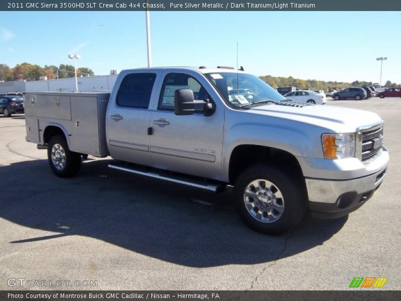 Pure Silver Metallic / Dark Titanium/Light Titanium 2011 GMC Sierra 3500HD SLT Crew Cab 4x4 Chassis