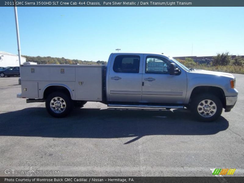 Pure Silver Metallic / Dark Titanium/Light Titanium 2011 GMC Sierra 3500HD SLT Crew Cab 4x4 Chassis