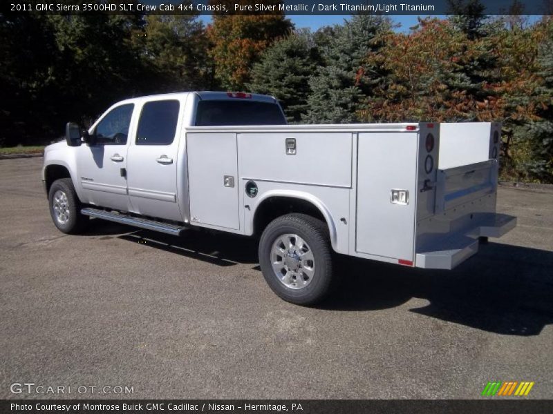 Pure Silver Metallic / Dark Titanium/Light Titanium 2011 GMC Sierra 3500HD SLT Crew Cab 4x4 Chassis