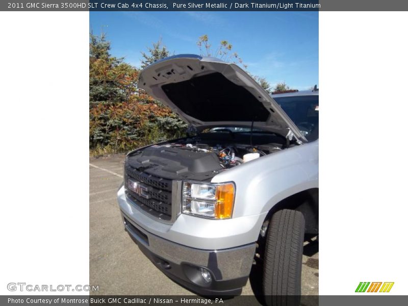 Pure Silver Metallic / Dark Titanium/Light Titanium 2011 GMC Sierra 3500HD SLT Crew Cab 4x4 Chassis