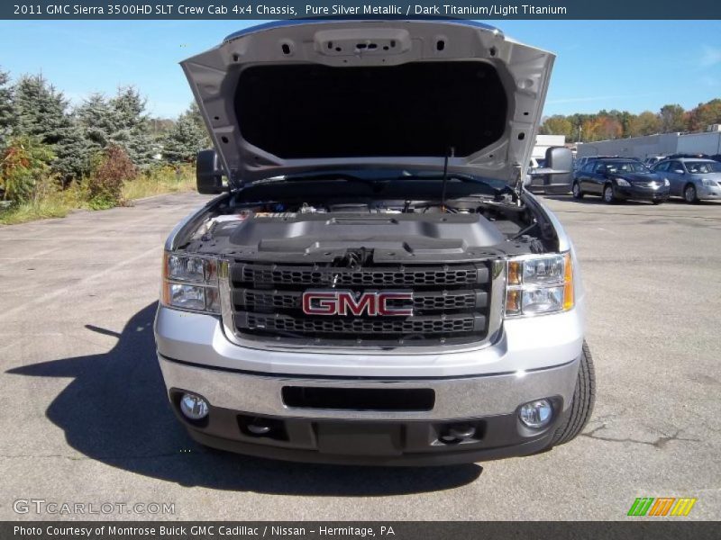 Pure Silver Metallic / Dark Titanium/Light Titanium 2011 GMC Sierra 3500HD SLT Crew Cab 4x4 Chassis