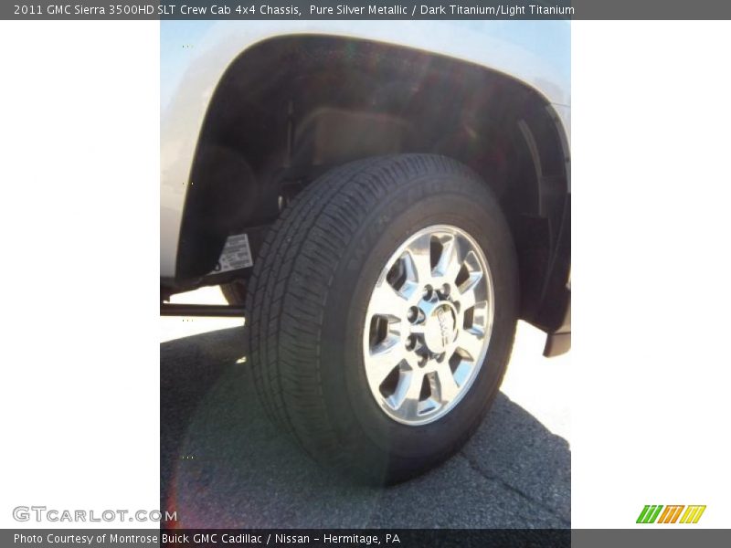 Pure Silver Metallic / Dark Titanium/Light Titanium 2011 GMC Sierra 3500HD SLT Crew Cab 4x4 Chassis