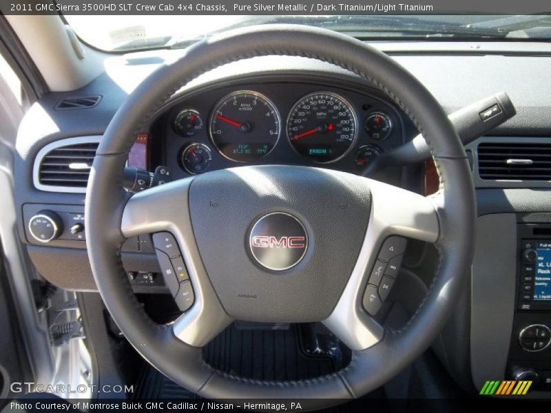 Pure Silver Metallic / Dark Titanium/Light Titanium 2011 GMC Sierra 3500HD SLT Crew Cab 4x4 Chassis