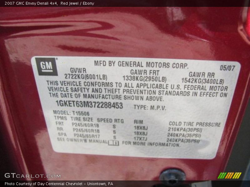 Red Jewel / Ebony 2007 GMC Envoy Denali 4x4