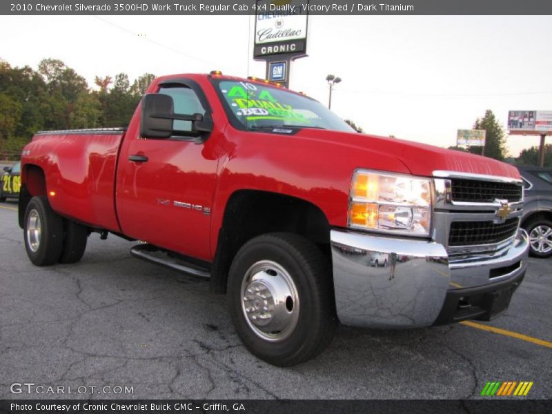 Victory Red / Dark Titanium 2010 Chevrolet Silverado 3500HD Work Truck Regular Cab 4x4 Dually