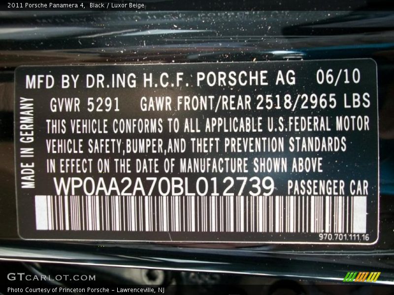 Black / Luxor Beige 2011 Porsche Panamera 4