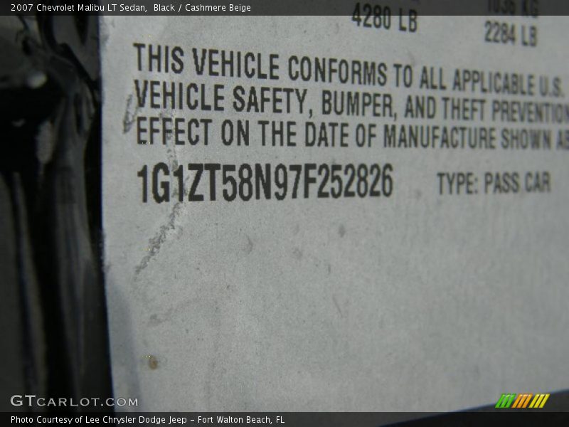 Black / Cashmere Beige 2007 Chevrolet Malibu LT Sedan