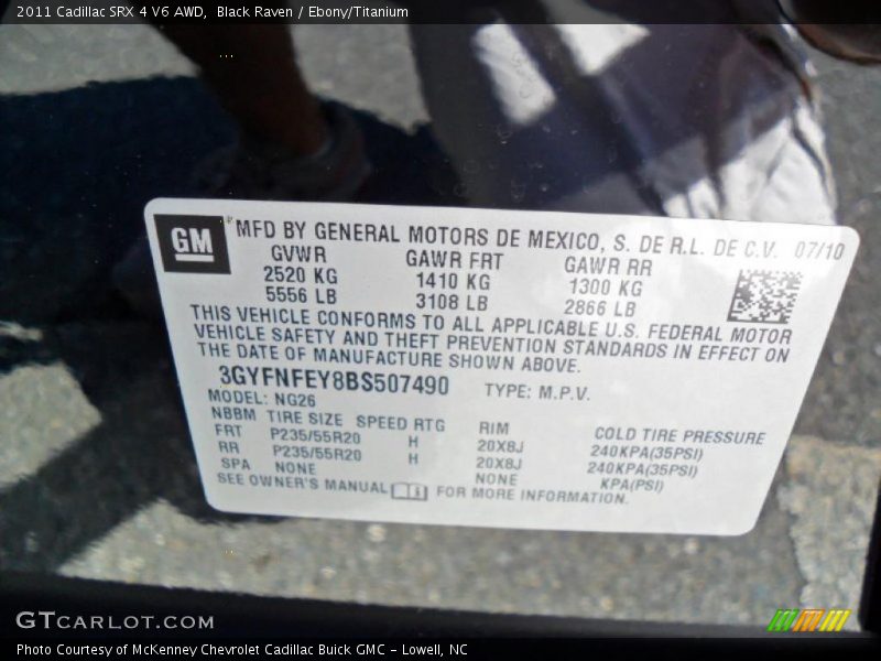 Black Raven / Ebony/Titanium 2011 Cadillac SRX 4 V6 AWD