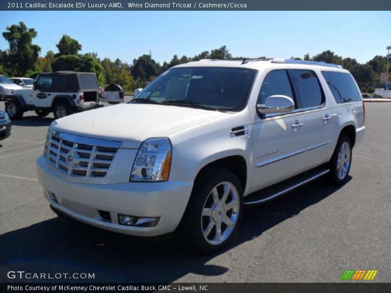 White Diamond Tricoat / Cashmere/Cocoa 2011 Cadillac Escalade ESV Luxury AWD