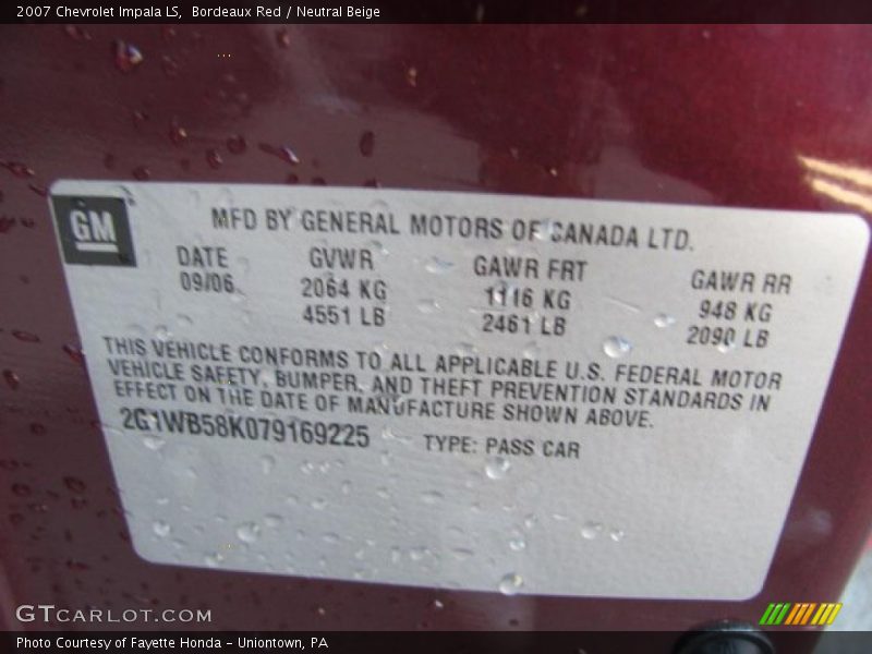Bordeaux Red / Neutral Beige 2007 Chevrolet Impala LS