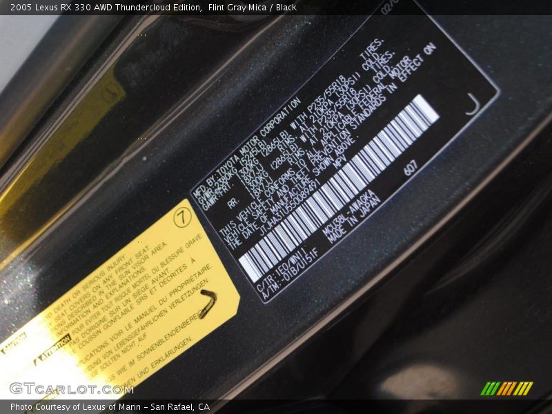 2005 RX 330 AWD Thundercloud Edition Flint Gray Mica Color Code 1E0