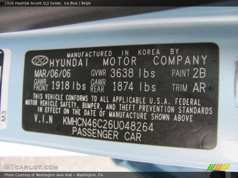 Ice Blue / Beige 2006 Hyundai Accent GLS Sedan
