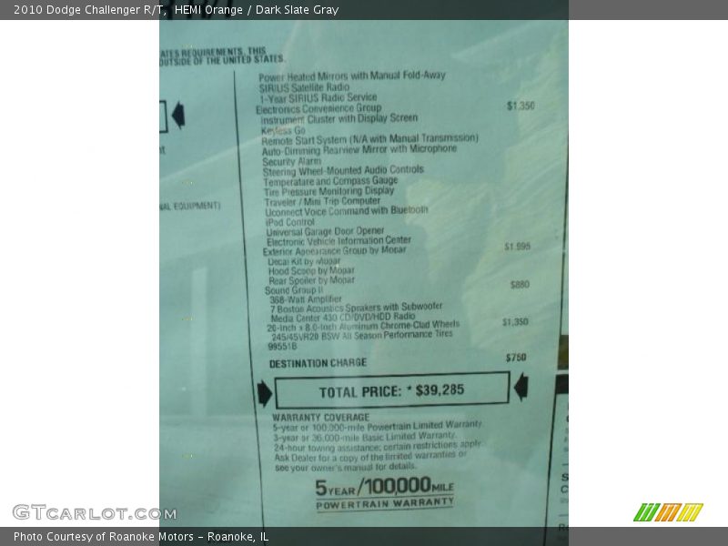 HEMI Orange / Dark Slate Gray 2010 Dodge Challenger R/T