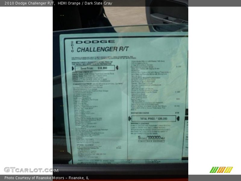 HEMI Orange / Dark Slate Gray 2010 Dodge Challenger R/T