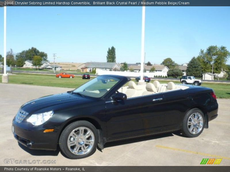 Brilliant Black Crystal Pearl / Medium Pebble Beige/Cream 2008 Chrysler Sebring Limited Hardtop Convertible