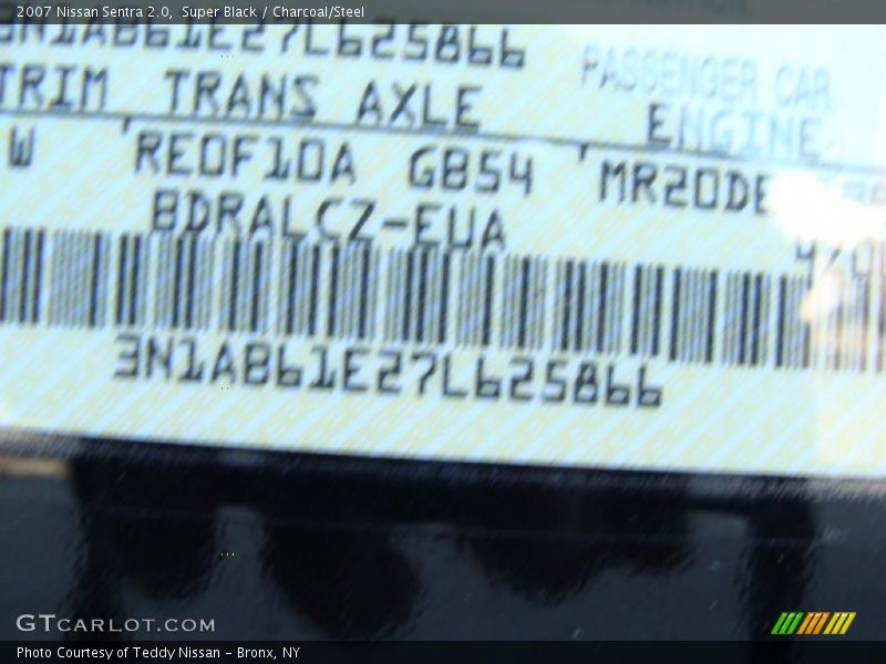 Super Black / Charcoal/Steel 2007 Nissan Sentra 2.0