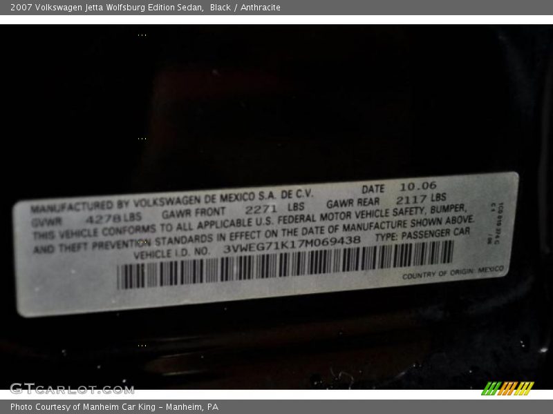 Black / Anthracite 2007 Volkswagen Jetta Wolfsburg Edition Sedan