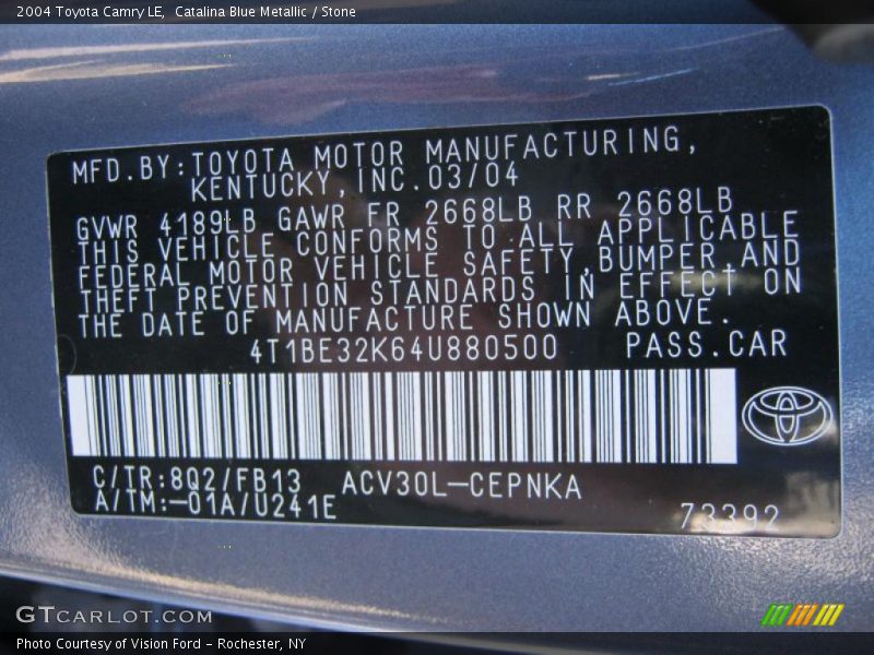 Catalina Blue Metallic / Stone 2004 Toyota Camry LE