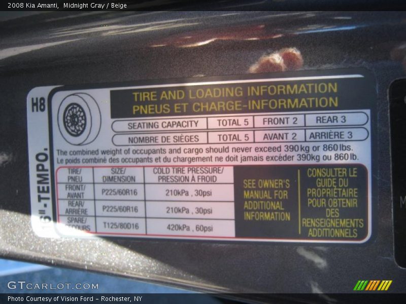 Midnight Gray / Beige 2008 Kia Amanti