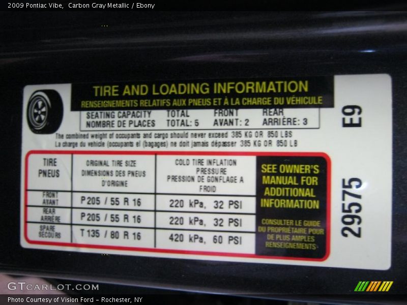 Carbon Gray Metallic / Ebony 2009 Pontiac Vibe