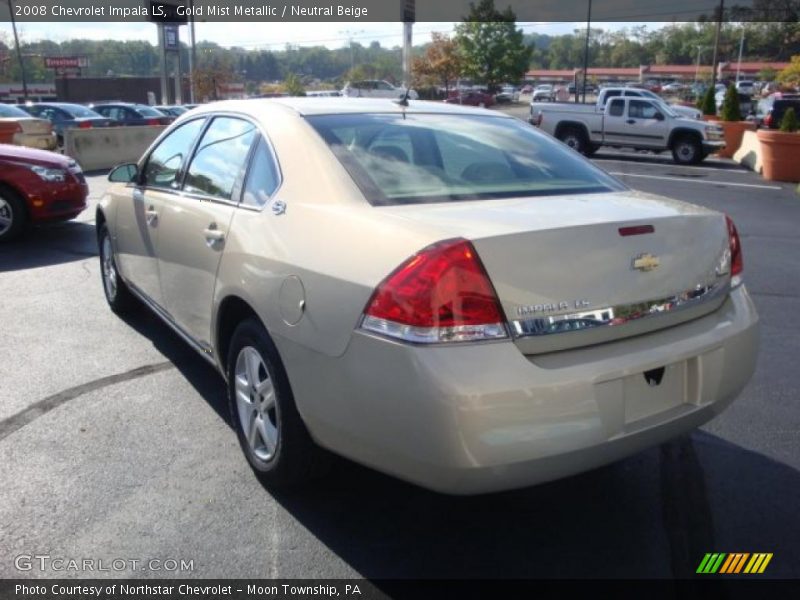 Gold Mist Metallic / Neutral Beige 2008 Chevrolet Impala LS