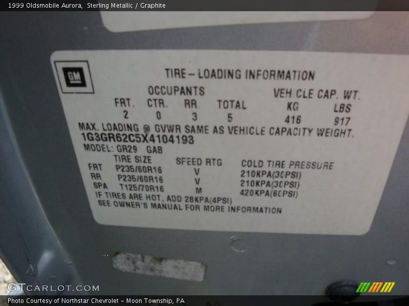 Sterling Metallic / Graphite 1999 Oldsmobile Aurora