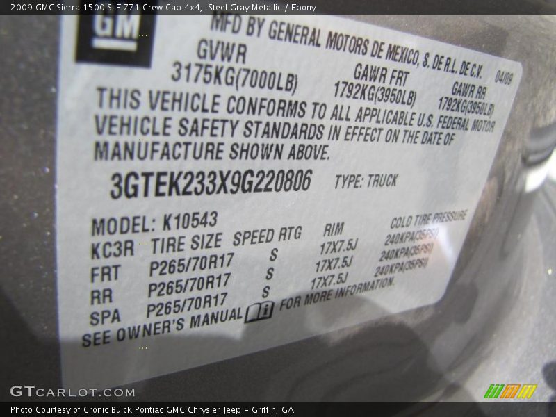Steel Gray Metallic / Ebony 2009 GMC Sierra 1500 SLE Z71 Crew Cab 4x4