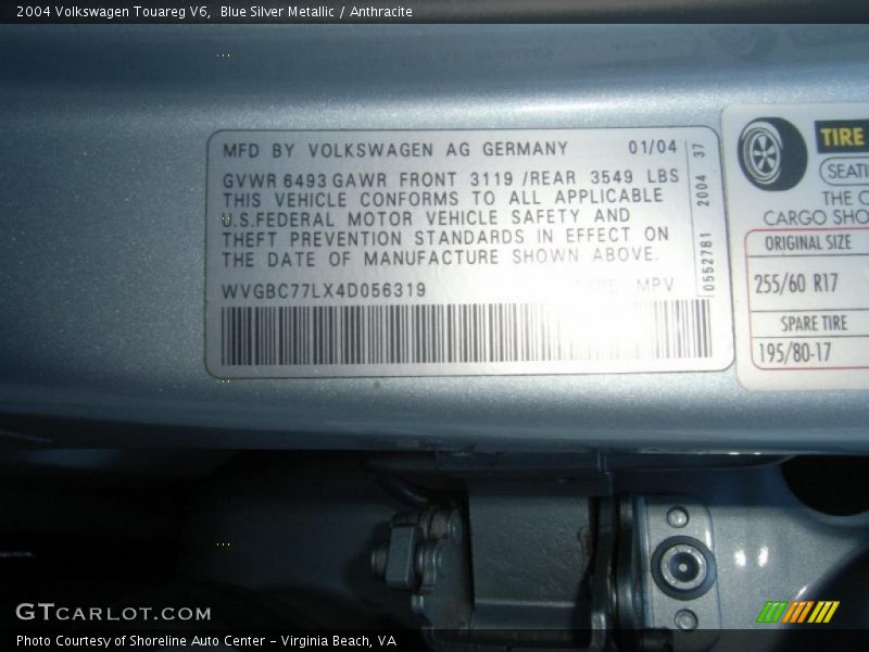 Blue Silver Metallic / Anthracite 2004 Volkswagen Touareg V6